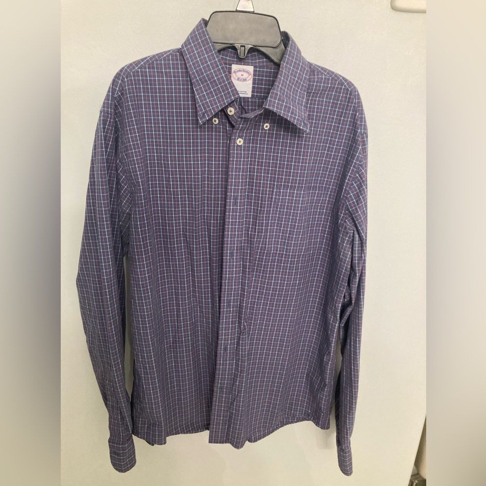 Brooks Brothers Navy and White Plaid Shirt